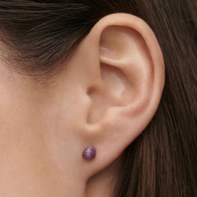 Gold-Plated Silver Purple Amethyst Gravity Drop Earring - PG01-349 - Pdpaola