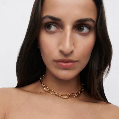 Collier Chaîne Loop en Laiton Doré, Longueur 51,50 cm Ajustable - CO01-970 - Pdpaola