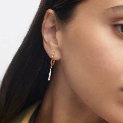 Boucles d'Oreilles Olga Mini en Argent Doré & Zircons Blancs - AR01-C89 - Pdpaola