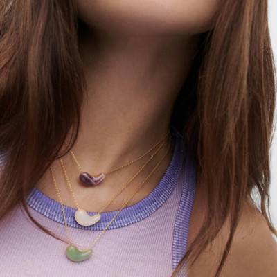 Aura Gold-Plated 925 Silver & Amethyst Necklace, Length 40 cm to 50 cm - CO01-996 - Pdpaola