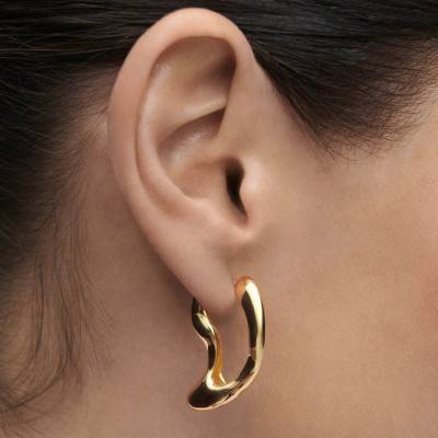 Gold-Plated Silver Sense Hoop Earrings - AR01-D62 - Pdpaola