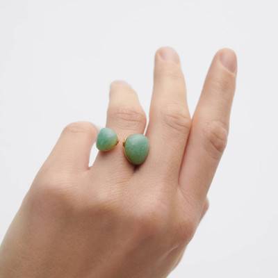 Gravity Green Aventurine 925/1000 Yellow Gold-Plated Silver Ring - AN01-D39 - Pdpaola