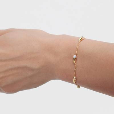 Becca Bracelet in 925/1000 Gold-Plated Silver & White Cubic Zirconia, Length 15 cm to 18 cm - PU01-933 - Pdpaola