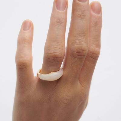 Nami 925/1000 Yellow Gold-Plated Silver & White Quartz Ring - AN01-D48 - Pdpaola