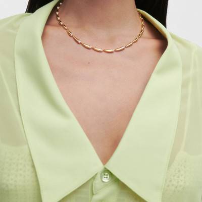 Collier Caramelle en Argent Doré & Zircons Blancs, Longueur 42 cm - CO01-A15 - Pdpaola