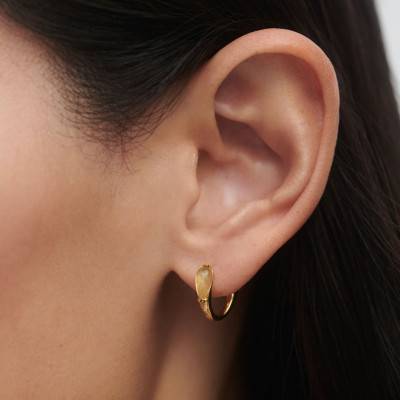 Isla Hoop Earrings in 925/1000 Gold-Plated Silver & Green Prehnite - AR01-E48 - Pdpaola