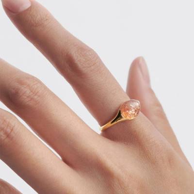Bay 925/1000 Yellow Gold-Plated Silver & Sunstone Ring - AN01-D73 - Pdpaola