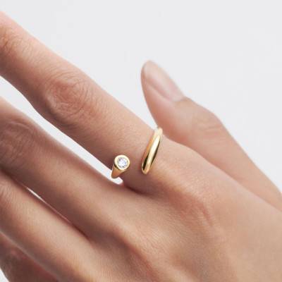 Bague Caramelle en Argent Doré & Zircon Blanc - AN01-D69 - Pdpaola