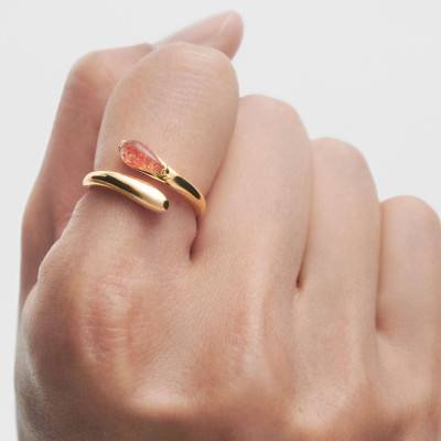 Kalia Ring in 925/1000 Yellow Gold-Plated Silver & Sunstone - AN01-D98 - Pdpaola