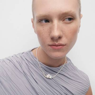 La Perla Gold-Plated 925 Silver & Freshwater Pearl Necklace, Length 38 cm or 42 cm - CO01-A63 - Pdpaola