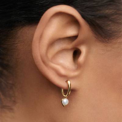 La Perla Mini 925/1000 Gold-Plated Silver & Freshwater Pearl Drop Earrings - AR01-E69 - Pdpaola