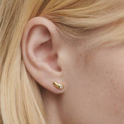 Serena Gold-Plated Silver & White Cubic Zirconia Stud Earrings - AR01-E63 - Pdpaola
