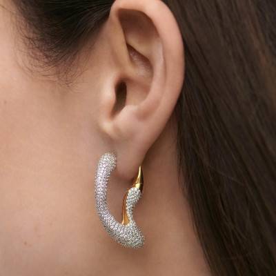 Créoles Pavé Sense en Argent Doré & Zircons Blancs - AR01-D63 - Pdpaola