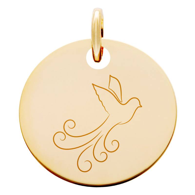 Yellow Gold-Plated Dove in Flight Medal, 19 mm Diameter - Lumiosa