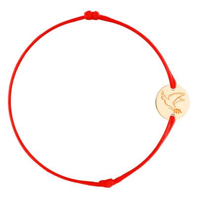 Yellow Gold-Plated Adjustable Dove of Peace Medal Cord Bracelet - Lumiosa