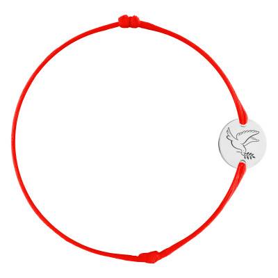Peace Dove Medallion Cord Bracelet in 925 Silver, Adjustable Length - Lumiosa