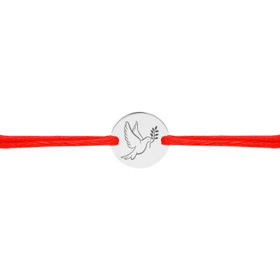 Peace Dove Medallion Cord Bracelet in 925 Silver, Adjustable Length - Lumiosa