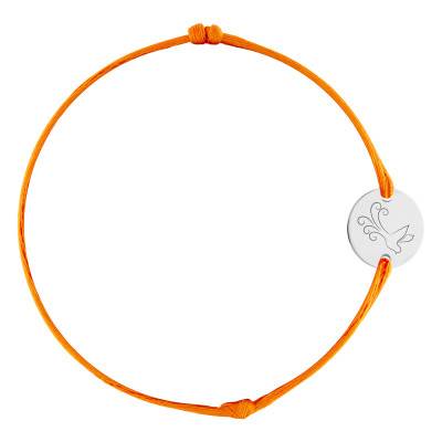 Bracelet Cordon Médaille Colombe en Envole, Argent 925, Longueur Ajustable - Lumiosa