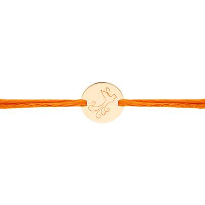 Bracelet Cordon Médaille Colombe en Envole, Plaqué Or Jaune, Longueur Ajustable - Lumiosa