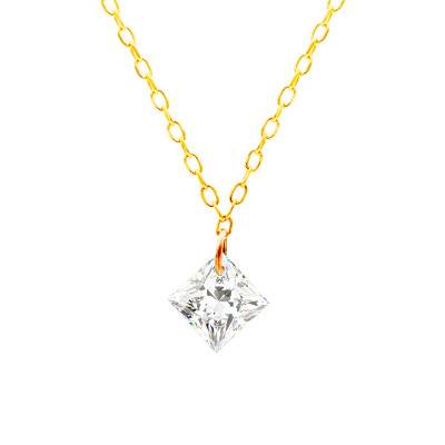 Collier Etoile, Diamant Synthétique 0,30 ct & Or Jaune 750, Longueur 42 cm - Demetra
