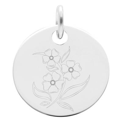 Médaille Fleur Primevère en Argent 925, Diamètre 19 mm - Lumiosa