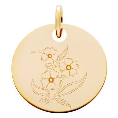 Médaille Fleur Primevère en Plaqué Or Jaune, Diamètre 19 mm - Lumiosa