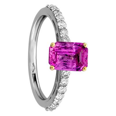 Bague Sophia Or Blanc 750, Saphir 1,75 ct, Diamants 0,34 ct - Porchet