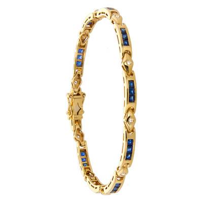 Bracelet Lassen, Saphir et Diamants, Longueur 18,5 cm - Porchet