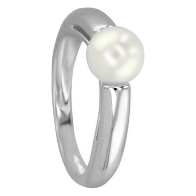 White Gold & Pearl Cap Lookout Ring - Porchet