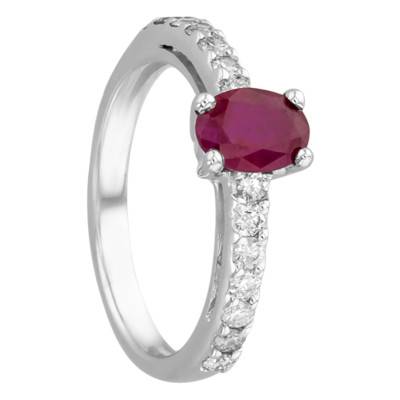 Bague Tamz Or Blanc 750, Rubis 1 ct, Diamants 0,35 ct - Porchet