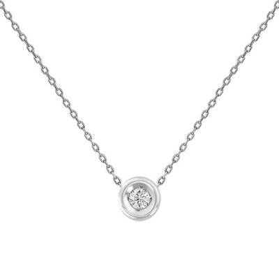 375/1000 White Gold & 0.08 ct Diamond Necklace, Adjustable Length 42 cm - Rosatella