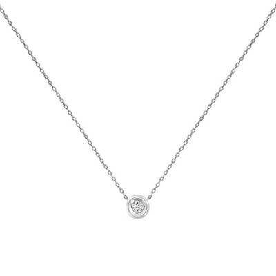 Collier Or Blanc 375 & diamant 0,08 ct, Longueur 42 cm, ajustable - Rosatella