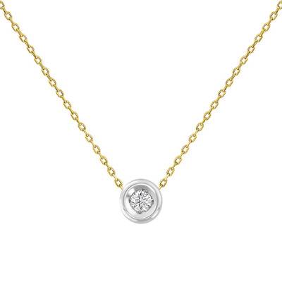 Yellow & White 375/1000 Gold Diamond Necklace, Length 40 cm to 42 cm - Rosatella