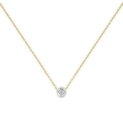 Yellow & White 375/1000 Gold Diamond Necklace, Length 40 cm to 42 cm - Rosatella