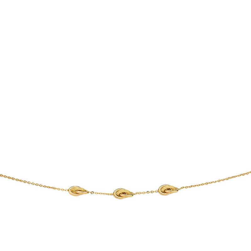Antillean 3-Knot Yellow Gold Necklace, 45 cm Length, 4 mm Width - Rosatella