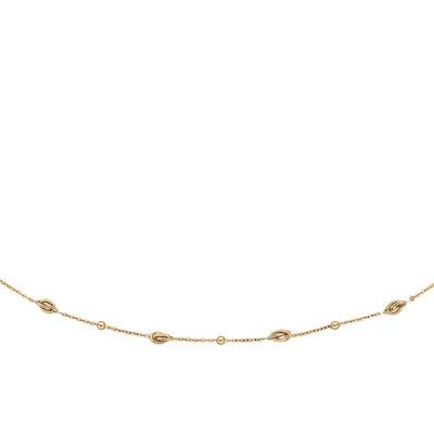 Collier Nœuds de Forçat Clairs Antillais & Boules Or Jaune 750, Longueur 45 cm - Rosatella