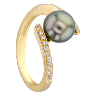 Bague Cap Katmai, Perle Tahiti et Or Jaune 750 - Porchet