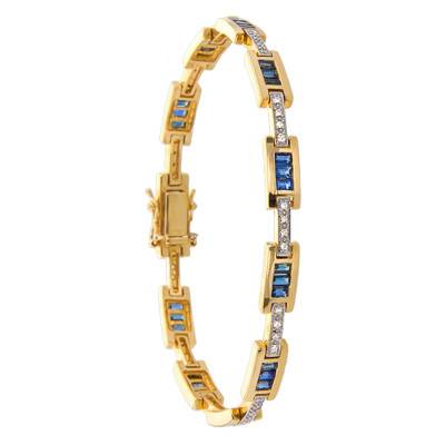 Bracelet Klamath, Saphir et Diamants, Longueur 18,5 cm - Porchet