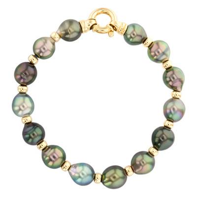 Bracelet Kahaualea, Perles et Or jaune, Longueur 17,5 cm - Porchet