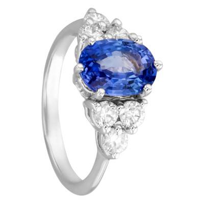 Bague Verstovia Or Blanc 750, Saphir 2,40 cts, Diamants 0,56 ct - Porchet