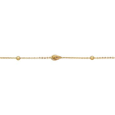 Yellow Gold Cable Chain and Ball Antillean Knot Bracelet, 18 cm Length - Rosatella