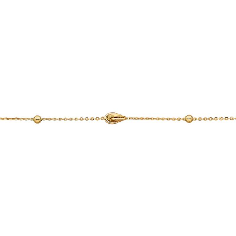 Yellow Gold Cable Chain and Ball Antillean Knot Bracelet, 18 cm Length - Rosatella