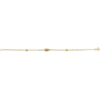 Yellow Gold Cable Chain and Ball Antillean Knot Bracelet, 18 cm Length - Rosatella