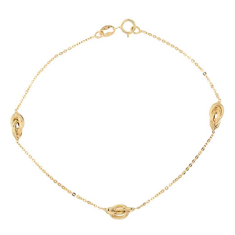 18K Yellow Gold Antillean 3-Knot Bracelet, Length 18 cm - Rosatella