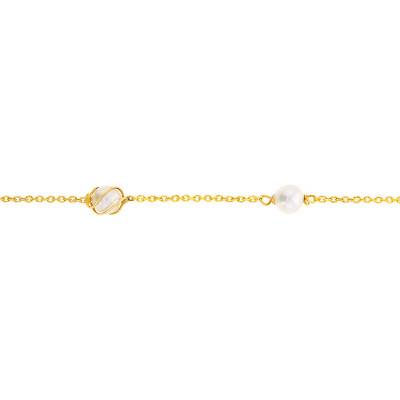 Bracelet Or Jaune 375 & perles blanches, Longueur 19 cm - Rosatella