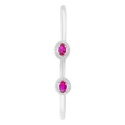 Bracelet Flexible Or Blanc 375 ou 750, Diamants & Rubis Ovale - Rosatella