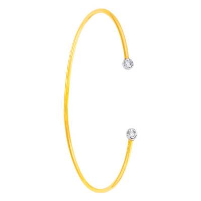 Open Round Motif 2-Gold 375 or 750 Bangle Bracelet & Diamonds 0.08 ct - Rosatella