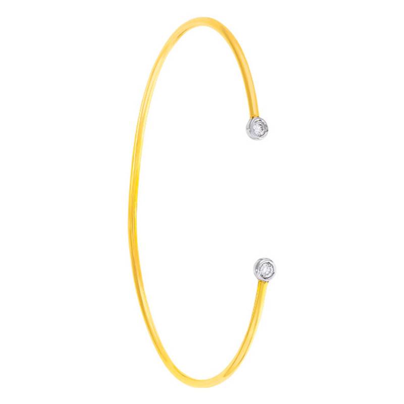 Open Round Motif 2-Gold 375 or 750 Bangle Bracelet & Diamonds 0.08 ct - Rosatella