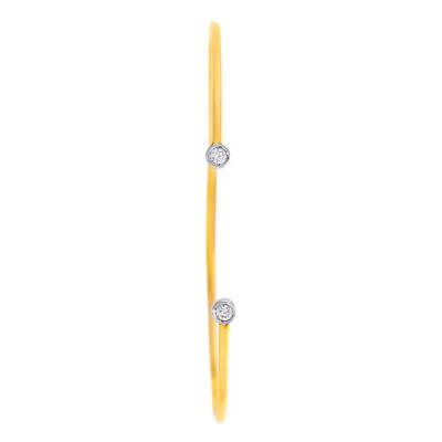 Open Round Motif 2-Gold 375 or 750 Bangle Bracelet & Diamonds 0.08 ct - Rosatella