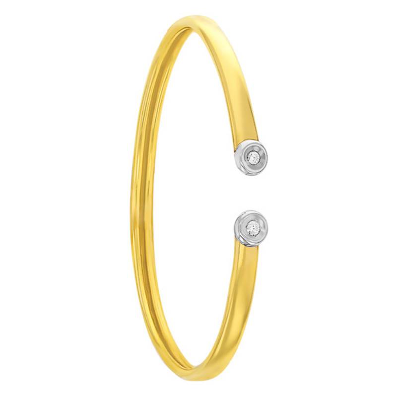 Two-Tone 375 Gold Flexible Bracelet & Diamonds, Width 5 mm - Rosatella